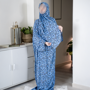 شرشف صلاة قطني ناعم مشجر وطرحة متصلة – متوفر بعدة ألوان